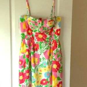 Lilly Pulitzer Floral Midi Dress - Pink, Yellow, Green